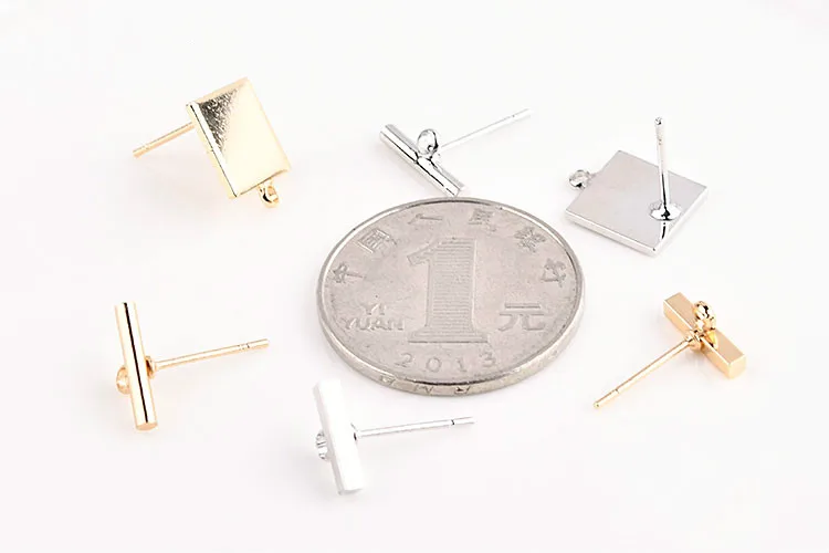 Простые Горизонтальные Квадратные серьги материал сумка сделай сам латунь