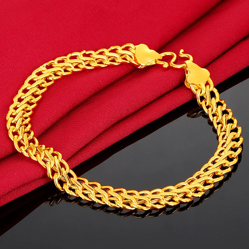 

24k Yellow Gold Plated Watch Bracelet For Men Dragon pattern Male Gentleman Bracelet Hand Chain Wedding Engagement Fine Jewelry