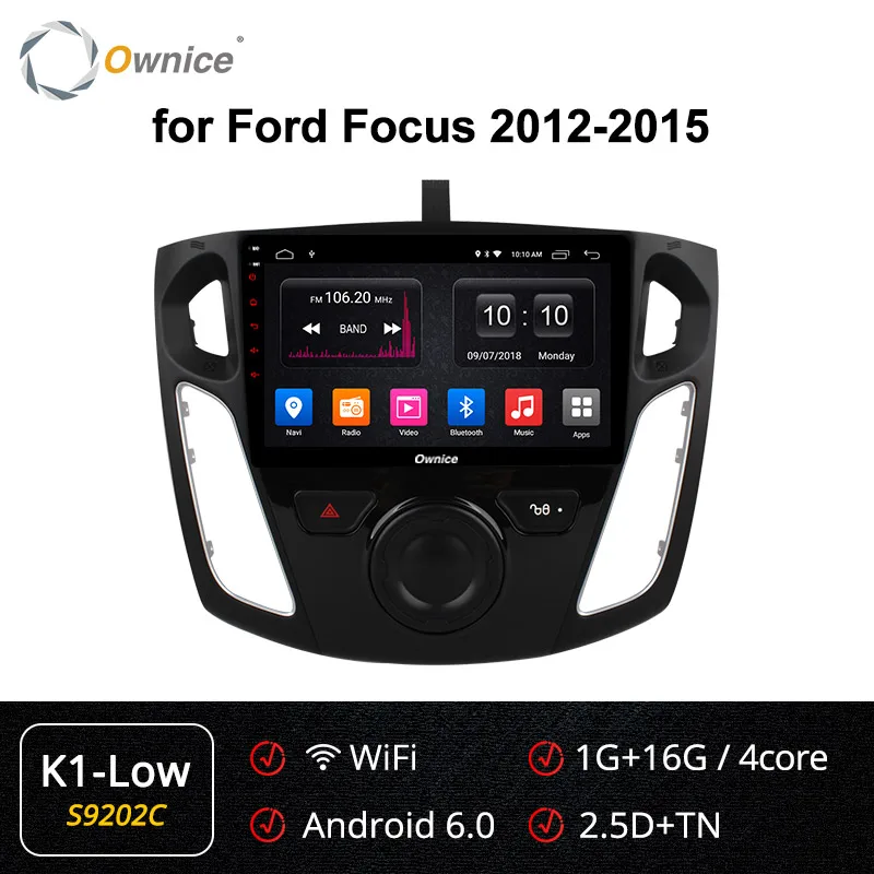 Ownice, Восьмиядерный, Android 9,0, автомобильный Радио плеер, gps, Navi, для Ford Focus 3, 2012, 2013,,, k3, k5, k6, 4G, DSP, 360, панорама, оптическая - Цвет: S9202 K1-Low