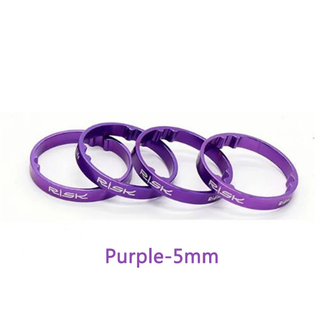 10mm-Purple 4 шт., риск 5 мм/10 мм, алюминиевая велосипедная гарнитура, передняя вилка, шайбы MTB, горная дорога, велосипед, мертвые мухи, полый, легкий, шток, прокладки - Цвет: 10mm-Purple