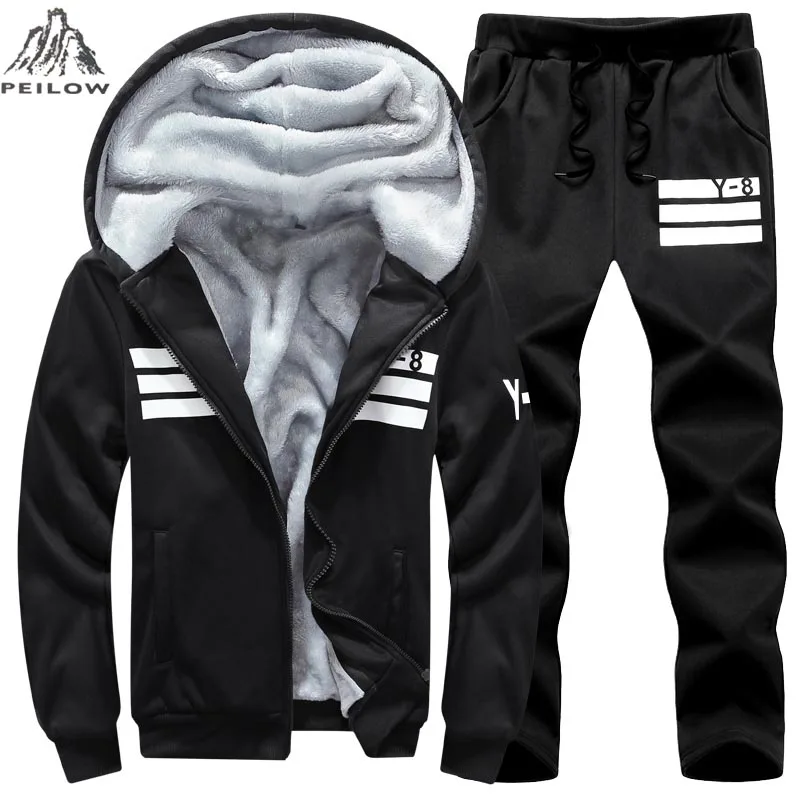 PEILOW, размер 7XL8XL, 9XL, зимний спортивный костюм, Мужская толстовка, спортивный комплект, флис, толстый, с капюшоном, Повседневный, для бега, спортивный костюм, мужская куртка+ штаны