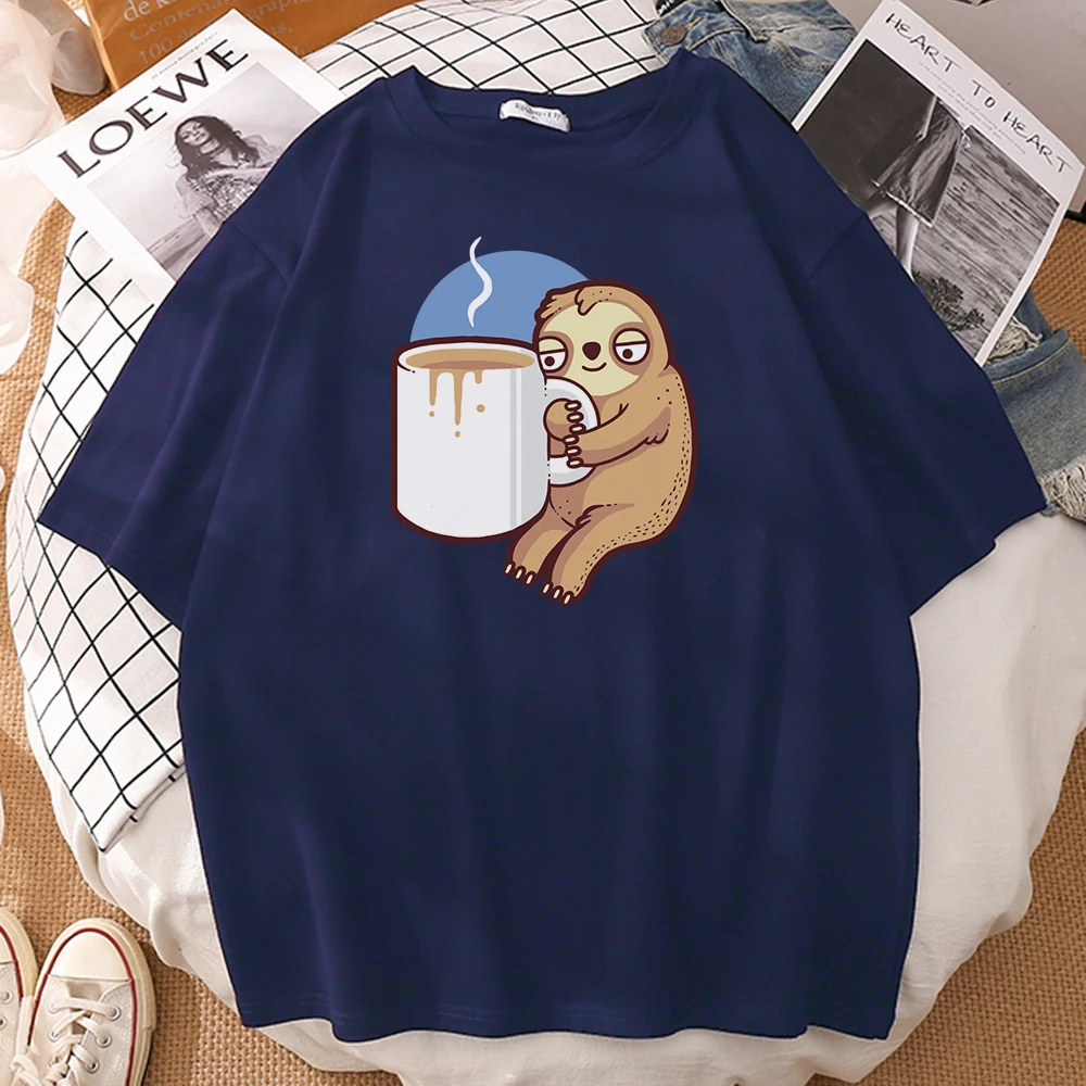 

Футболка Ленивец с принтом горячего чая, Мужская Уличная одежда, повседневная мужская футболка, удобная футболка большого размера, мягкие в...