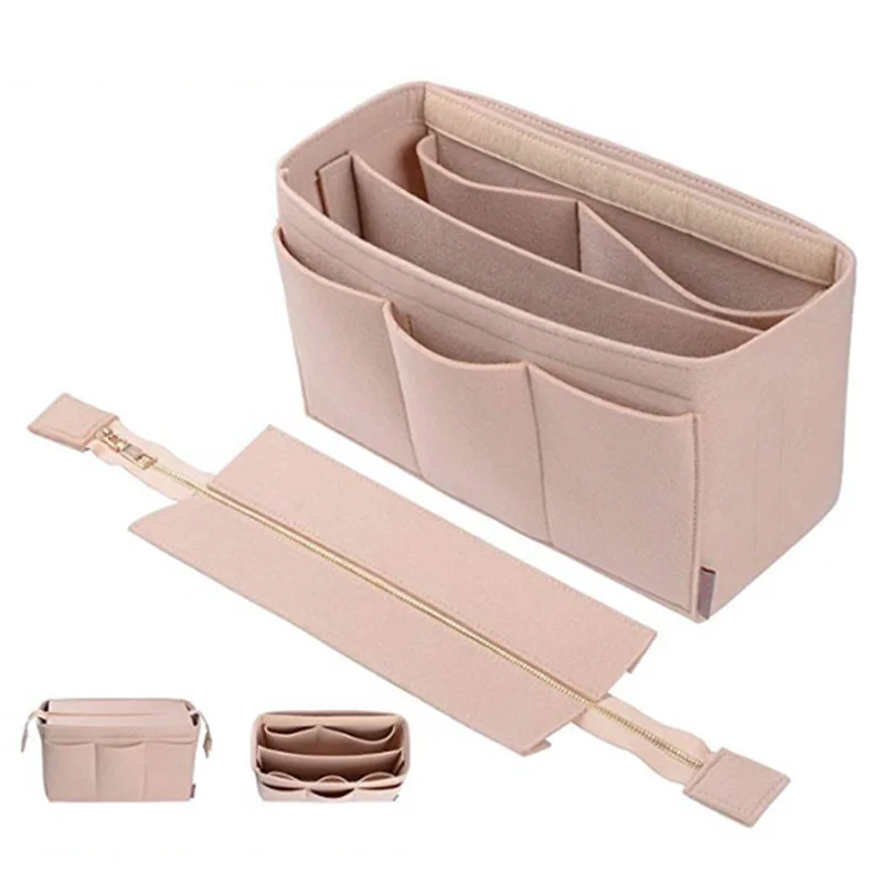

Women Make up Organizer Felt Insert Bag For Handbag Travel Inner Purse Girl Portable Cosmetic Bags Fit Various Brand Storage Bag