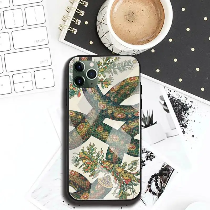 hand animal snake flower pattern phone case tempered glass for iphone 11 pro xr xs max 8 x 7 6s 6 plus se 2020 case free global shipping