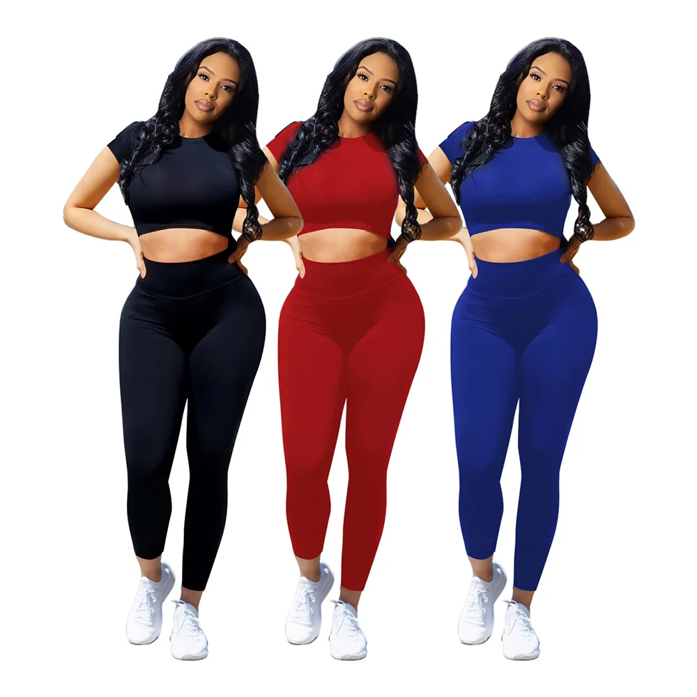 

Новый женский костюм, спортивная одежда, Европейский и американский женский однотонный спортивный костюм, комплект из двух предметов