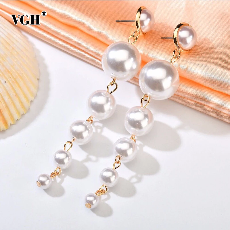 Женские жемчужные серьги VGH модные ювелирные изделия длинные новинка 2020|Женские