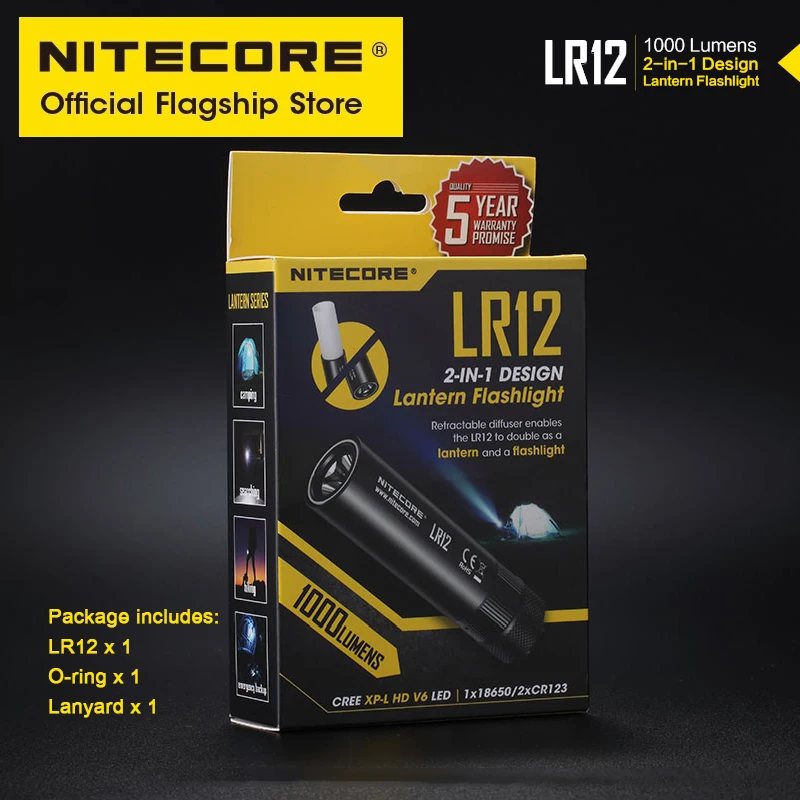 NITECORE LR12 ультра яркий мини фонарик 2 в 1 кемпинг Фонари прожектор многоцелевой