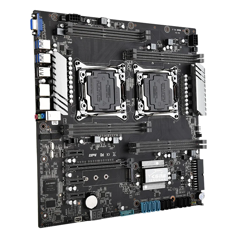 Günstig X99 Dual CPU Motherboard LGA 2011 V3 Unterstützung Intel Xeon E5 V3 V4 Serie Prozessor Mit 8 DDR4 RAM 10 SATA 3,0 Für Chia Bergbau