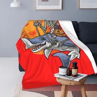 halloween skeleton shark kids boys blanket bedspread bed plaid sofa bed blanket hoodie blanket luxury beach towel