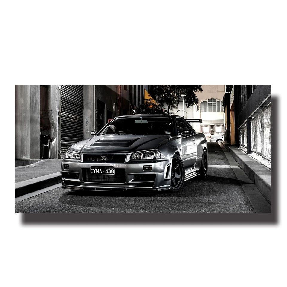 

Картины на холсте с изображением спортивного автомобиля, современный дизайн Nissan Skyline GTR, картины с автомобилем, настенное искусство для гост...