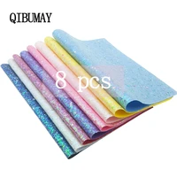 qibu wholesale 8pcs chunky glitter pu leather fabric handbags shoes materials a4 size diy hair bow accessories synthetic leather