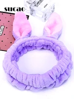 wash face soft purple rabbit ear headwear cute cotton women lovely bunny headband girls holiday kids hairband hair accessories