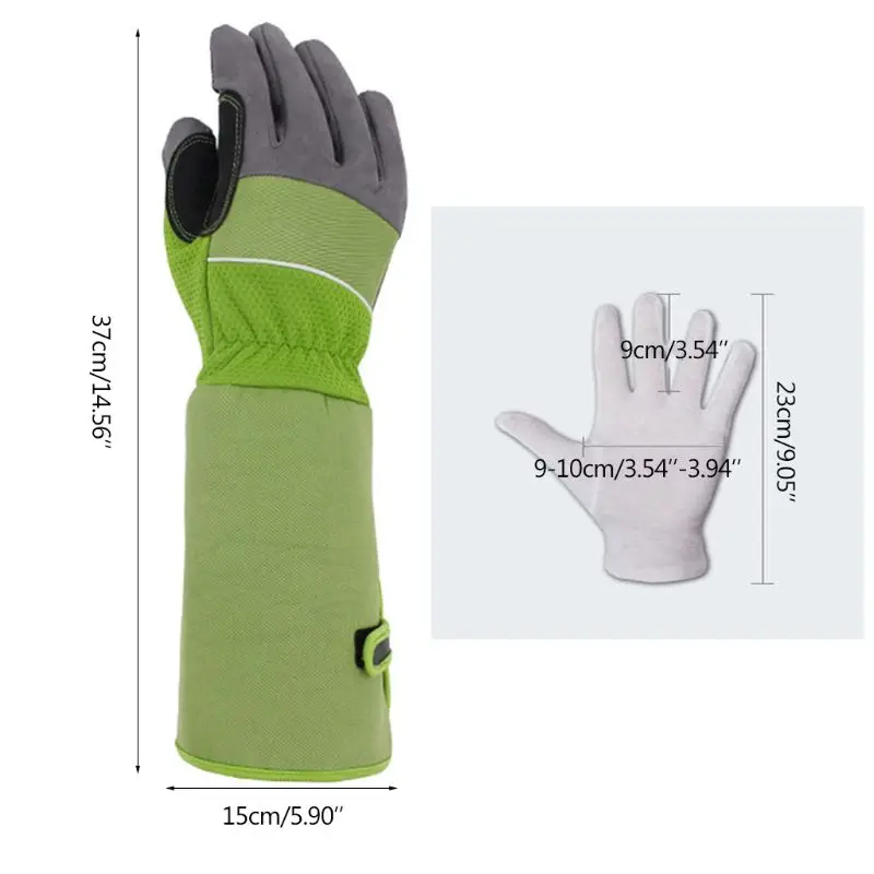 

K3NA Solid Color Puncture Resistant Long Sleeve Leather Gardening Gloves Padded Palm Reinforced Fingertips Pruning Floral