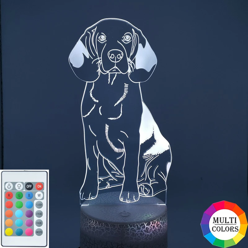 

USB Powered LED Night Light Pet Dog Desk Lamp 3D Beagle Nightlight RGB Color Cute Kids Friends Gift Atmosphere Party Home Decor