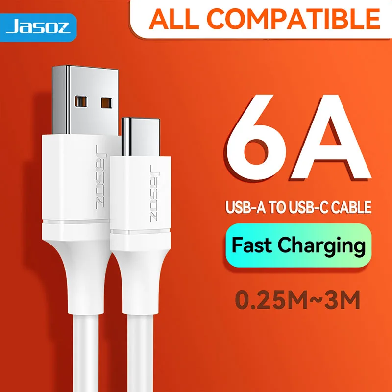 

Jasoz USB Type C Cable 6A 66W SCP For Xiaomi Huawei Mate 40 Pro 5A Fast Charging USB C Charger Cable Data Cord for Samsung OPPO