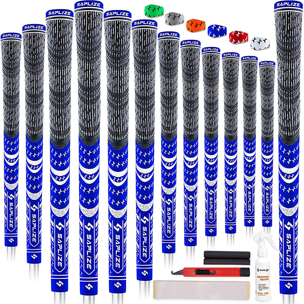 SAPLIZE Golf Grips, Standard/Midsize, 13 Grips with 15 Free Tapes or 13 Grips with Full Regripping Kit, Golf Club Grips, 6 Color