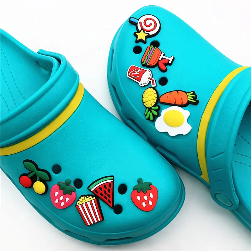 11Pcs/Set PVC Cartoon Shoe Decorations Candy Series Garden Shoe Croc Charm Accessories for JIBZ/ Wristbands kids Party Xmas