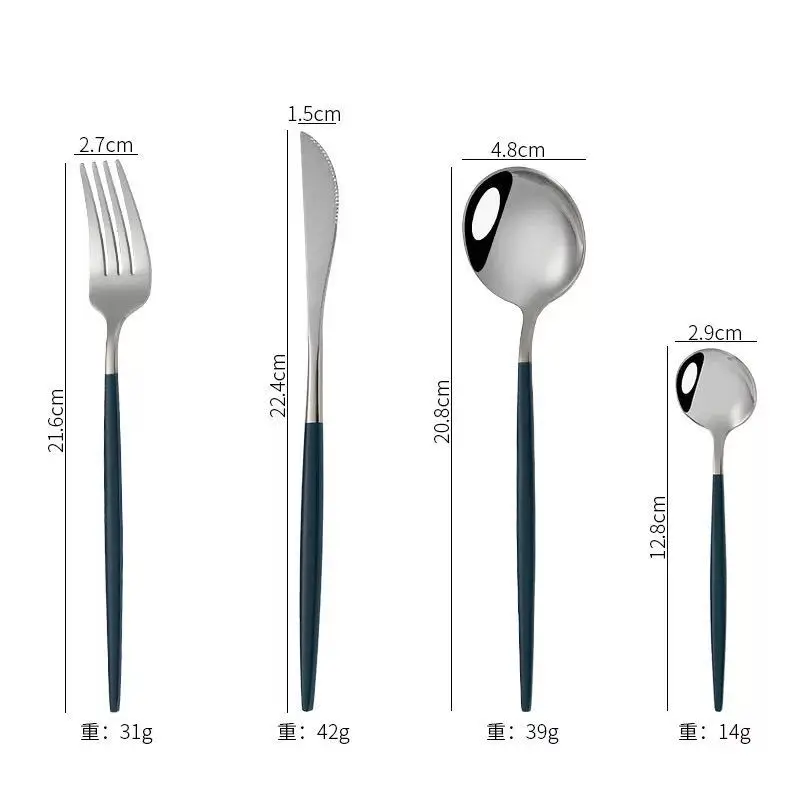 

Flatware Stainless Steel Cutlery Set Green Gold Dinnerware Spoon and Fork Set Fruit Forks for Kids Chopsticks