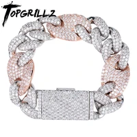 topgrillz miami lock clasp cuban link 7 8 9 inch gold silver plated bracelet iced out cubic zircon bling hip hop for men jewelry