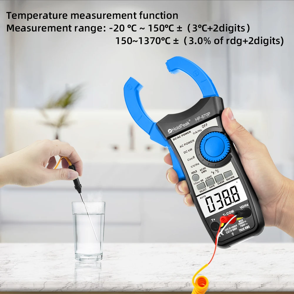 HoldPeak HP-870P измеритель мощности Вольтметр переменного/постоянного тока 999.9A Амперметр тестер электронный мультиметр активная энергия диагностический инструмент