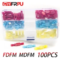 100pcs set mdfn fdfn mdfn fdfn nylon insulated spade terminal male and female connector terminal cable butt terminal crimping