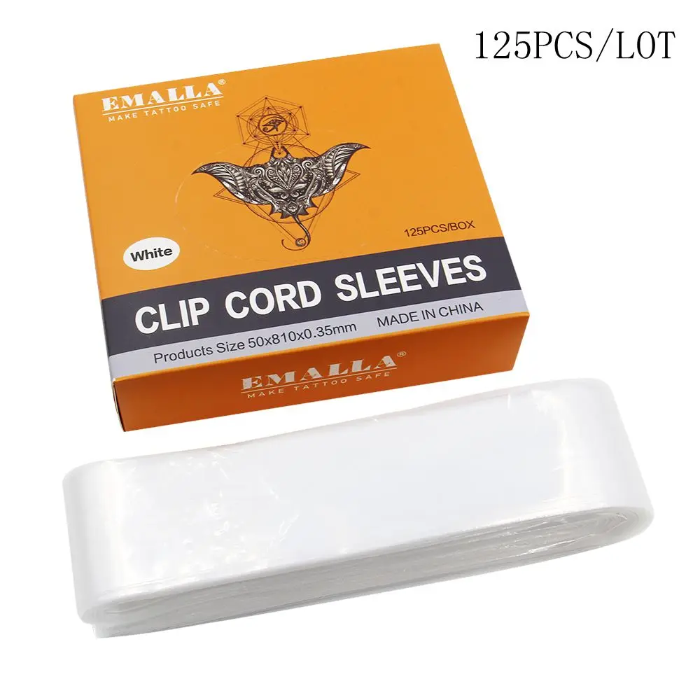 125Pcs/pack White Tattoo Clip Cord Sleeves Bags Supply Disposable Covers Bags for Tattoo Machine Professional Tattoo Accessory
