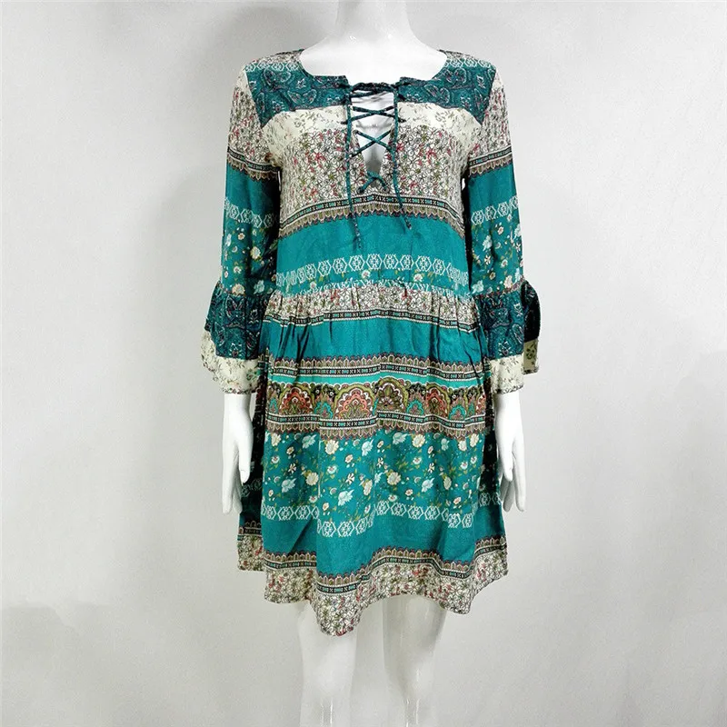 GOPLUS Элегантные Платья с цветочным принтом для женщин в стиле бохо v-образным