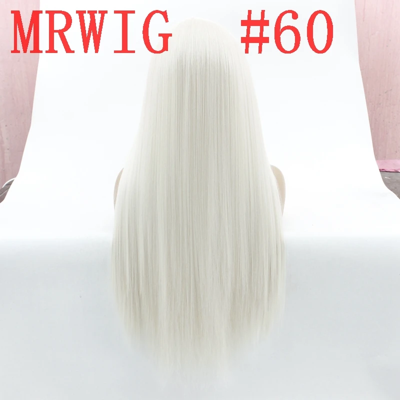 MRWIG Длинные Яки прямые синтетические кружева спереди парик Средняя Часть Glueless термостойкие волокна Женские 150% Плотность