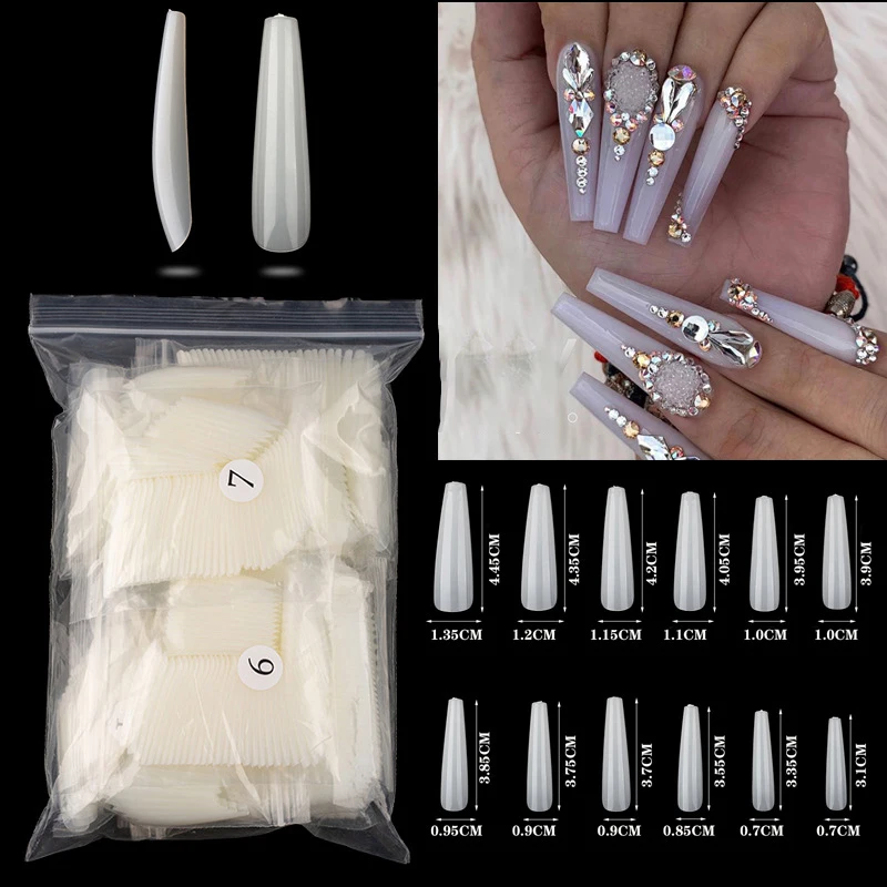 

120pcs Extra Long Ballerina Nails Tips New Design False Nail Tip Natural Fake Nails Manicure Set Ballet False Nails Salon Supply