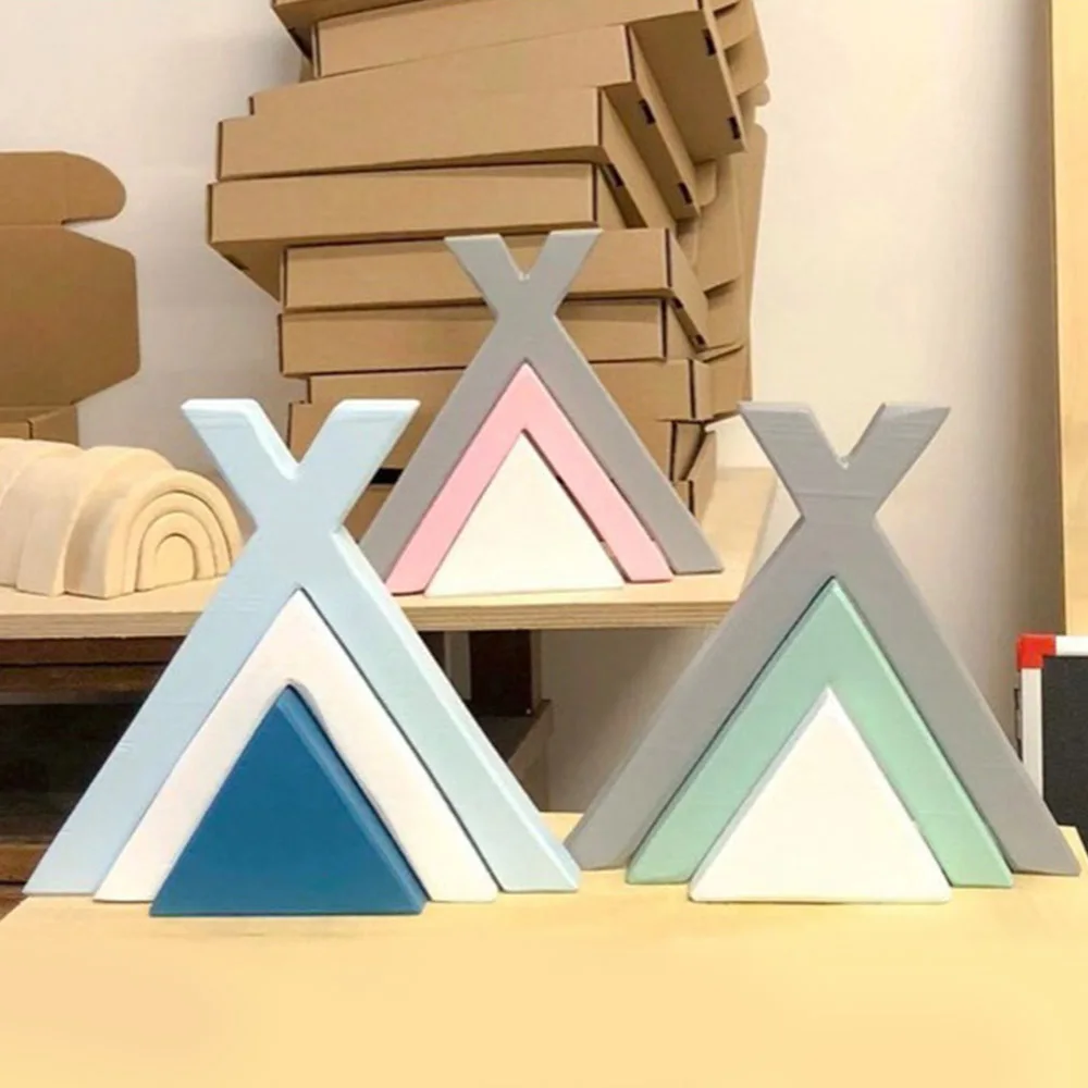Wooden Rainbow Blocks Building For Kid Educational Toy House J71 | Игрушки и хобби