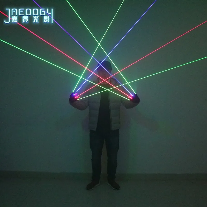 Перчатки лазерные со светодиодной подсветкой 2 в 1 зеленые красные