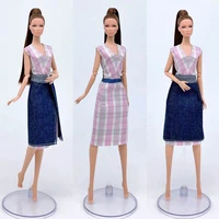 16 bjd accessories fashion denim jeans skirt plaid dress for barbie clothes set 11 5 doll clothes kid playhouse toys girl gift