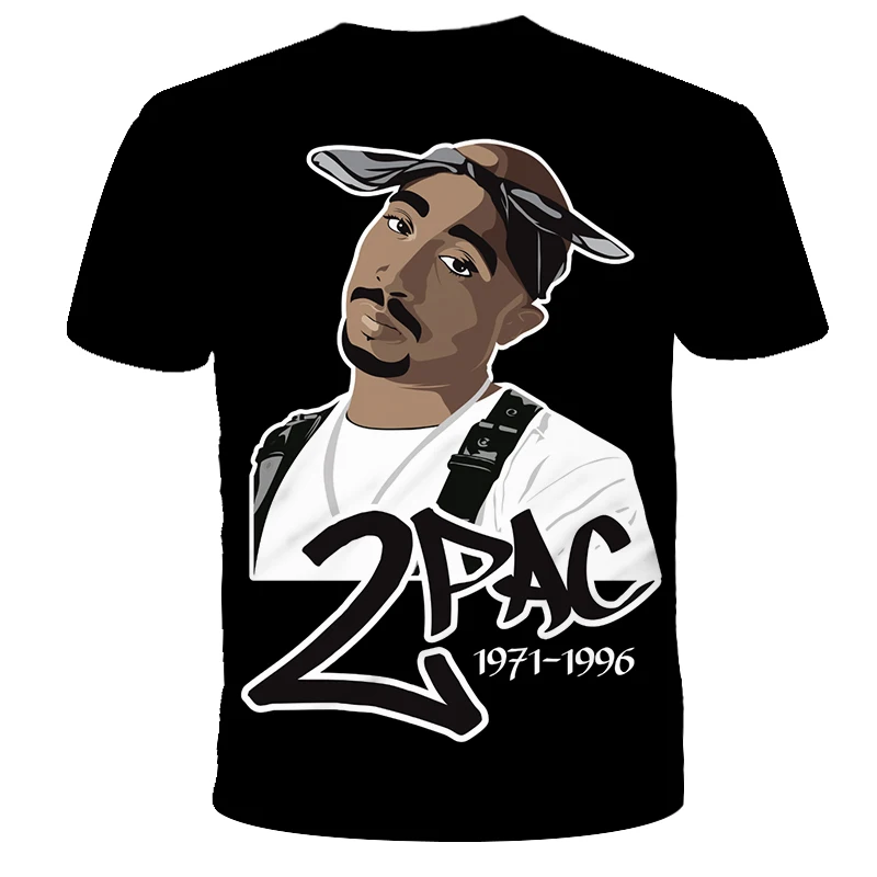 Новая летняя модная мужская и женская футболка Rapper 2pac Tupac 3d принт хип-хоп футболка s Повседневная крутая футболка для мужчин размера плюс 5XL
