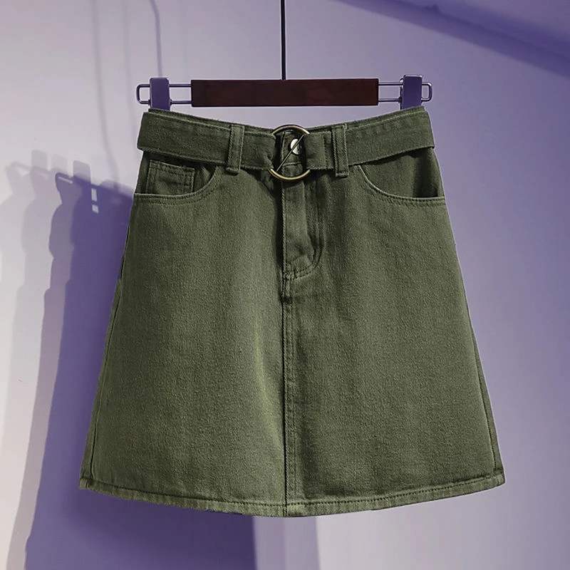 Хлопковые джинсовые осенне зимние женские юбки с высокой талией повседневные