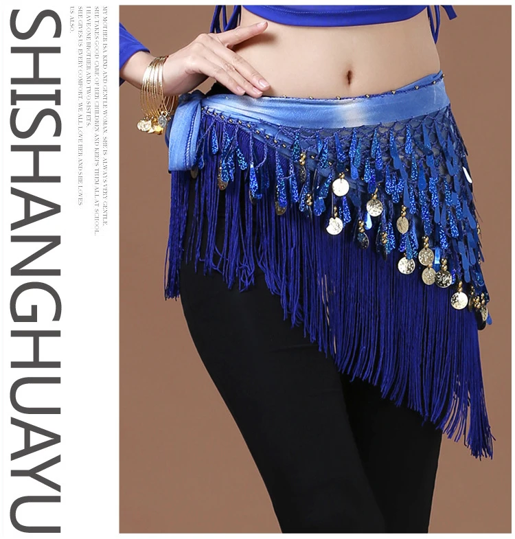 Женский костюм для танца живота треугольная юбка с блестками и кисточками одежда