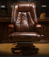 leather boss chair can be reclining massage big chair business solid wood swivel chair computer chair family lift office chair