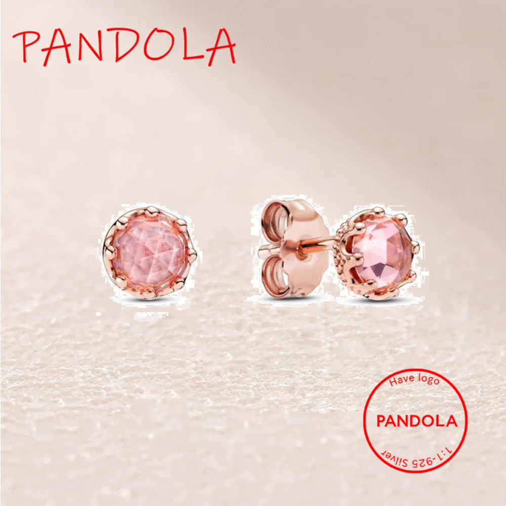 

288311C01 Rose Pink Sparkling Crown Stud Earrings
