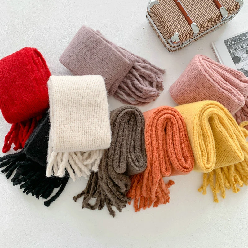 Женский винтажный Повседневный Шарф с кисточками зимняя теплая шаль из