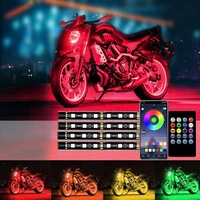 rgb app led smart brake lights motorcycle car atmosphere light with wireless remote control moto decorative strip lamp kit 12v