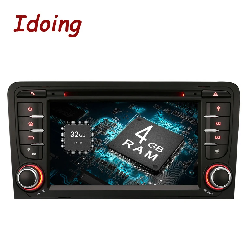 Idoing Android 9 0/4 ГБ ОЗУ/32 Гб ПЗУ/8 ядер/2Din для Audi A3 автомобильный DVD плеер мультимедийное