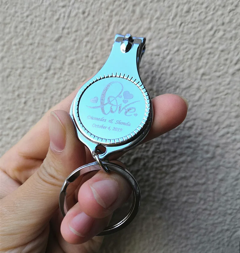 100 Personalized Wedding Favors for Guests - Multifunctional Wine Opener, Keychain, and Nail Clippers image 3