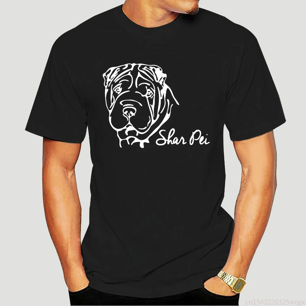 

Hip Hop Men's Cotton Short Sleeves O-Neck T Shirt Shar Pei Portrait Hund Hunde Print T Shirt Cool Tees Tops