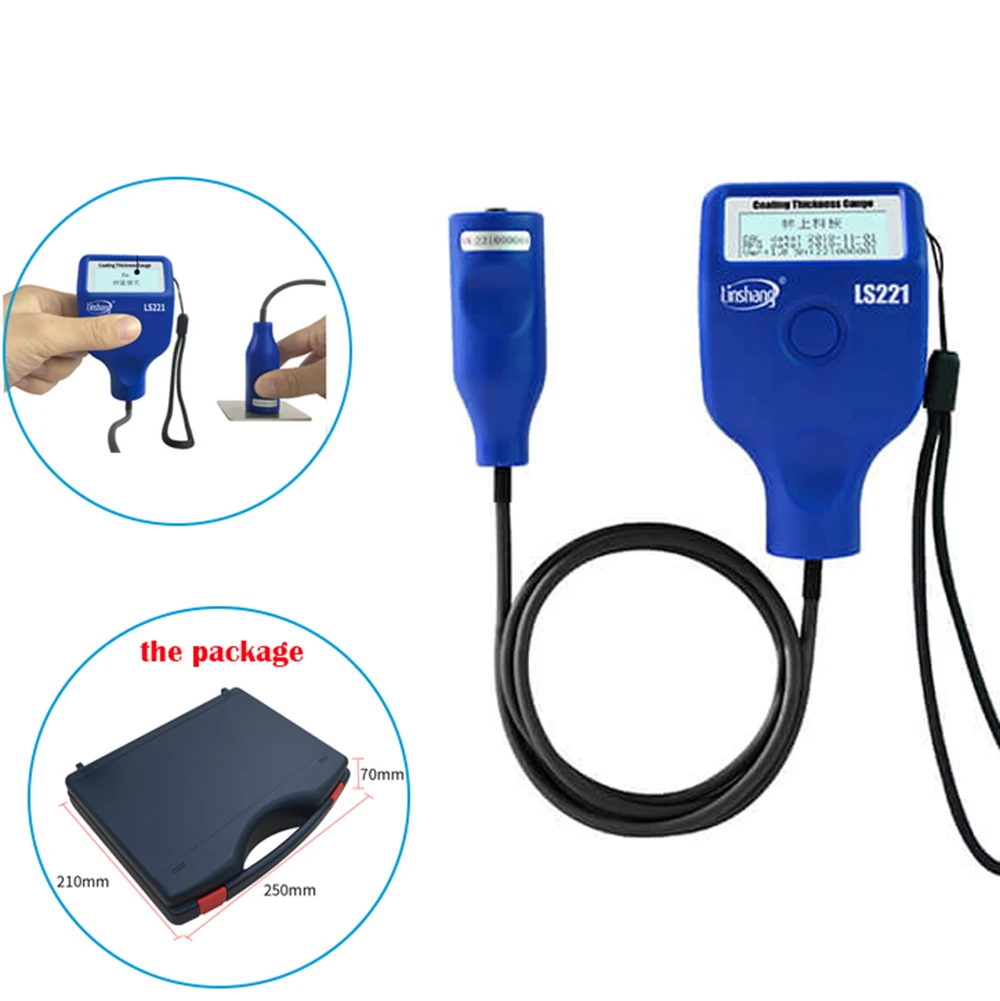 Измеритель толщины покрытия LS221 Fe/NFe ручной измеритель краски для немагнитных и