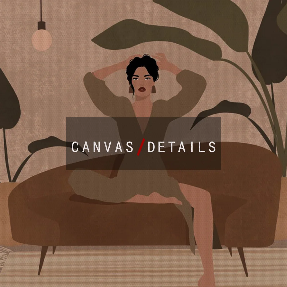 

Nordic Girl Sitting on Sofa Canvas Painting Boho Leaves Art Posters Scandinavian Pictures for Living Room Home Decor Cuadros