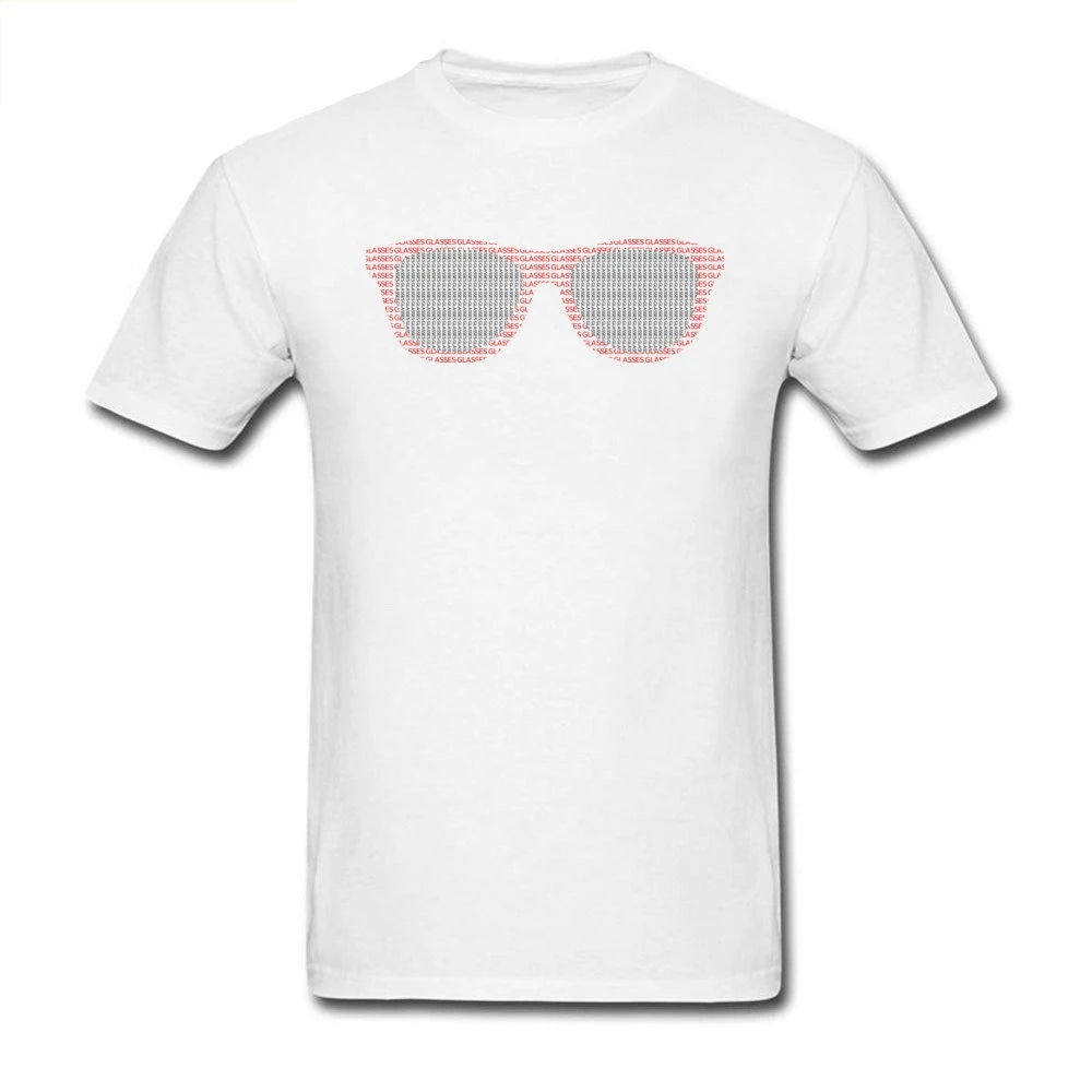 

Glasses Glasses Print T-shirt For Man Guys White Tshirt Mens Cotton T Shirts Crew Neck Holiday Clothing Summer Tops Tees Funky