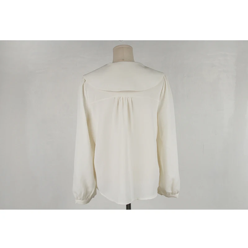 

QOERLIN Korean Double-Breasted Large Lapel Long Sleeve Shirts Female Plus Size Loose Office Women Tops Blouses with Lush Sleeve