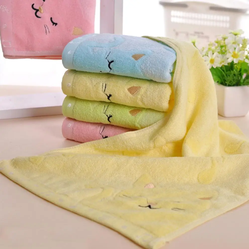 1pcs Children Cute Towel Cotton Bamboo Fiber Lovely Washcloth Bath Infant Feeding Cloth Supplies Soft Baby Ba L7V1 | Мать и ребенок