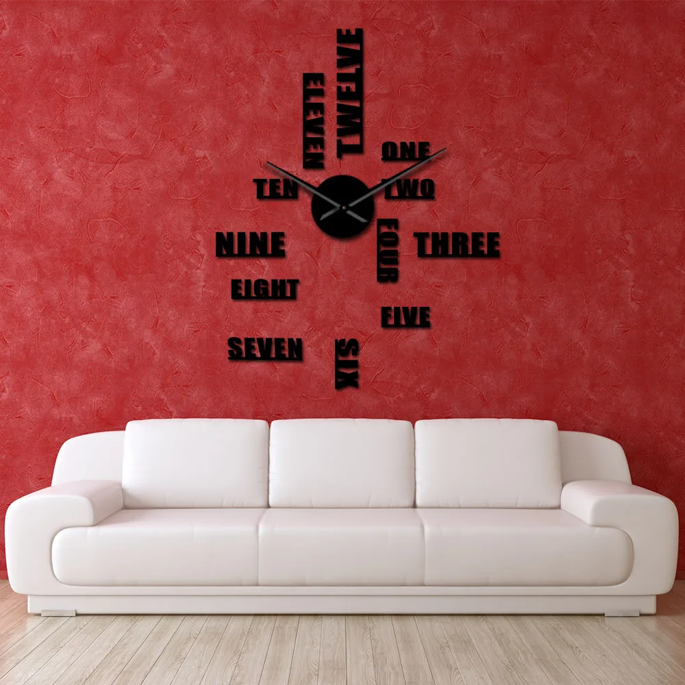 Большие бесшумные настенные часы с английскими буквами сделай сам современные