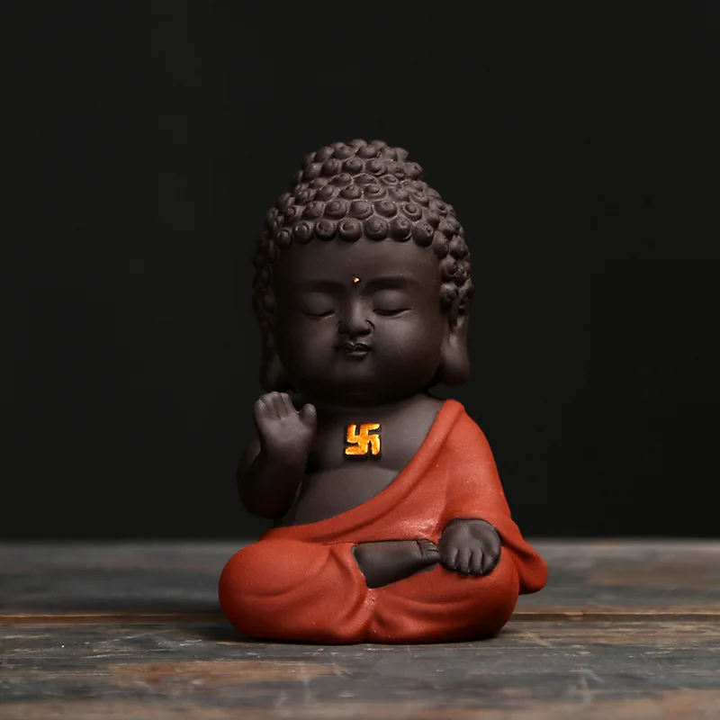 Маленькая лулай Будда Декор пурпурная Глина Керамика дзен чай Набор домашних