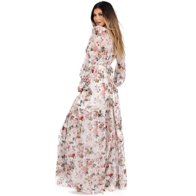 Платье женское с длинным рукавом элегантный пляжный Шифоновый Сарафан в стиле